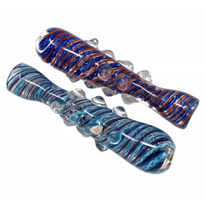 3.5" Spiral Line Multi Marble Chillum Hand Pipe (Pack of 2) - [GWRKP140]
